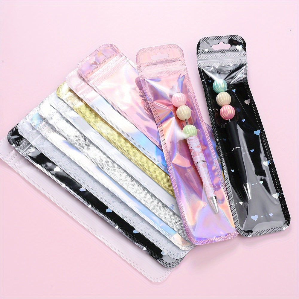 50/100-Piece Holographic Laser Resealable Packaging Bags