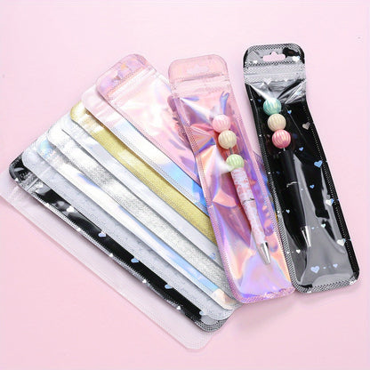 50/100-Piece Holographic Laser Resealable Packaging Bags