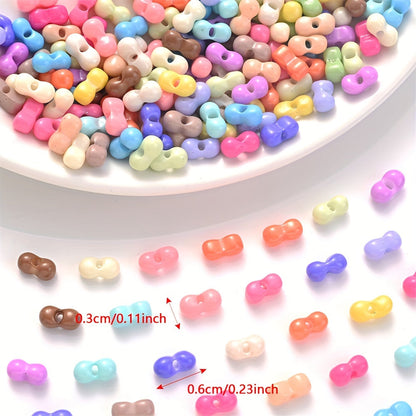 200PCS 3×6mm Mini Colorful Peanut Spacer Beads