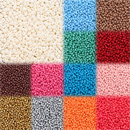 15g 2/3/4mm Solid Cream Beige Glass Seed Bead Set