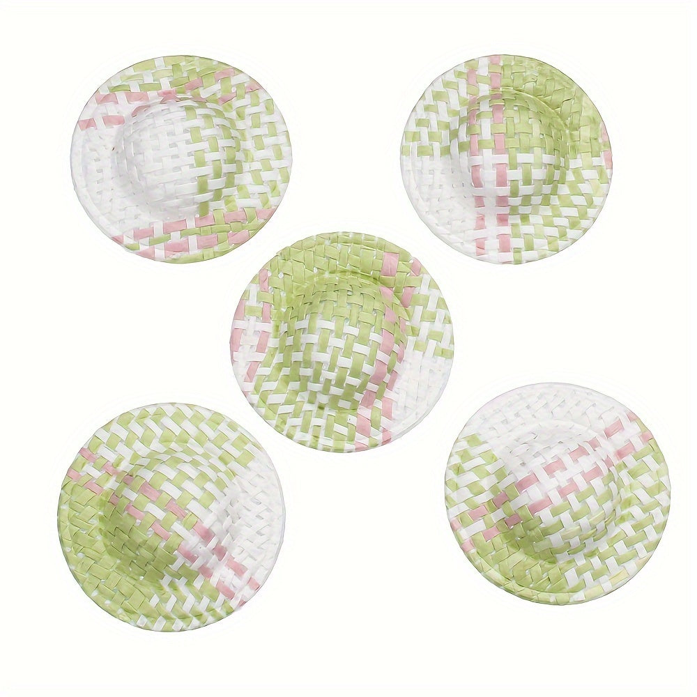 10PCS Multicolor Mini Straw Hat Set