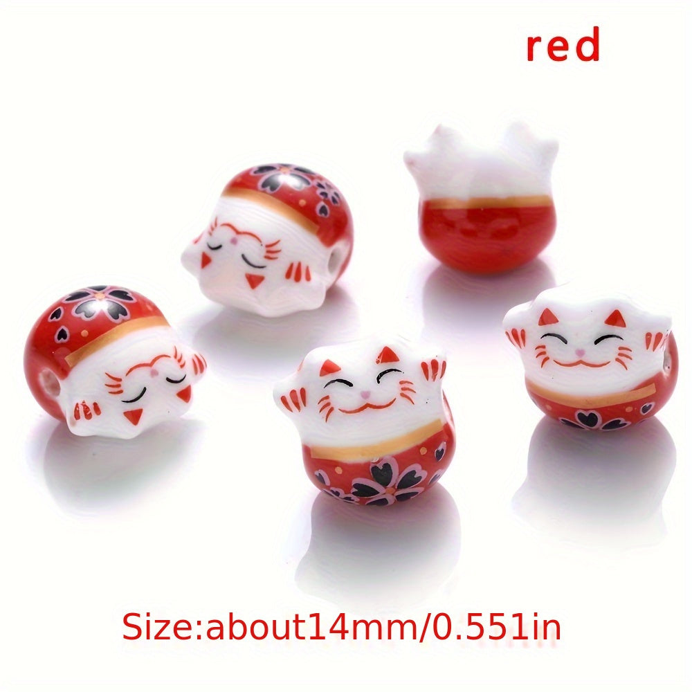 Mixed Lucky Cat Ceramic Beads