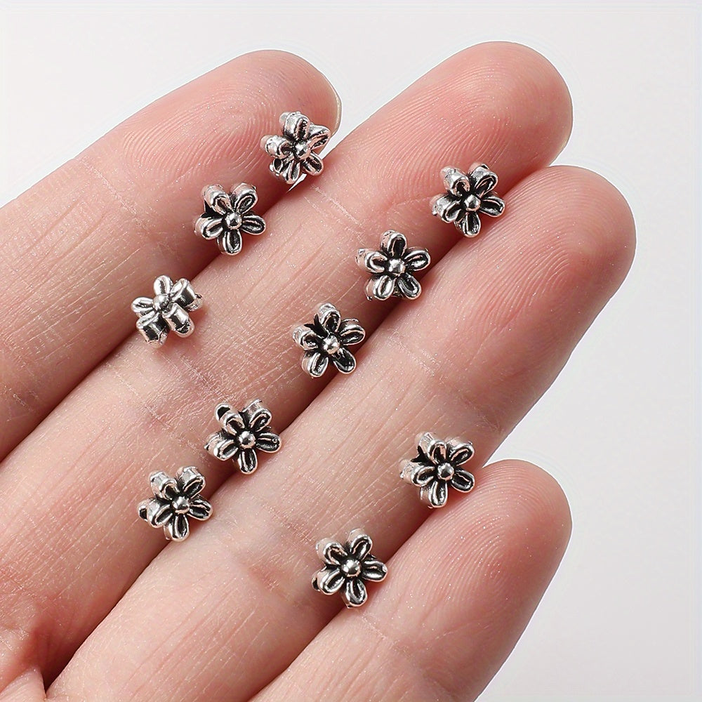 Silver Five-Petal Flower Alloy Beads