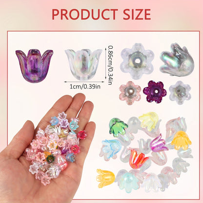 Shiny AB Trumpet Flower Beads