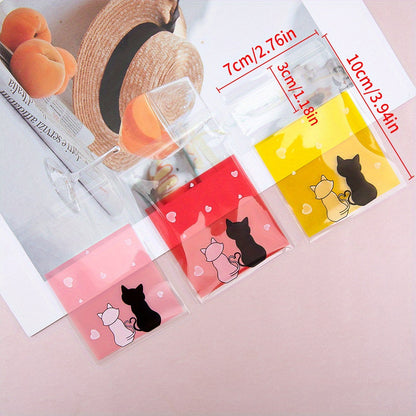 300-Piece Cat Print Self-Adhesive OPP Jewelry Bags