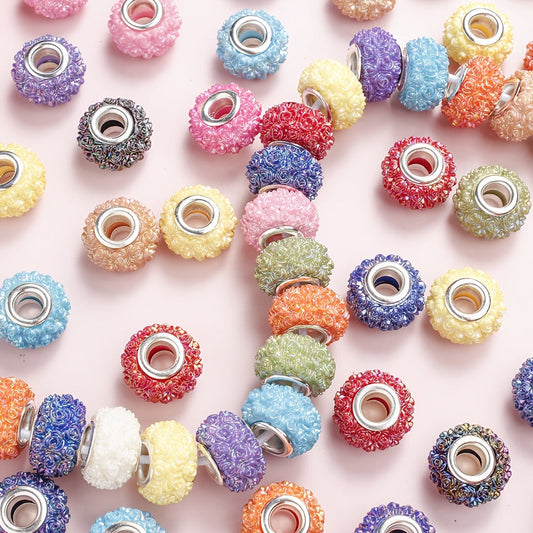 Colored Flower Acrylic Large Hole Beads