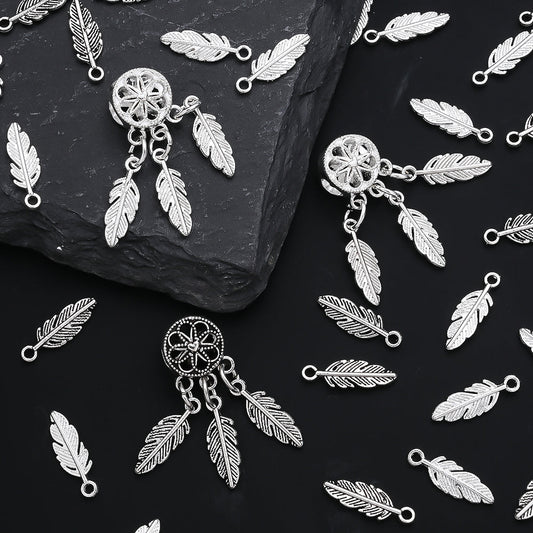 Silver Feather Alloy Pendants