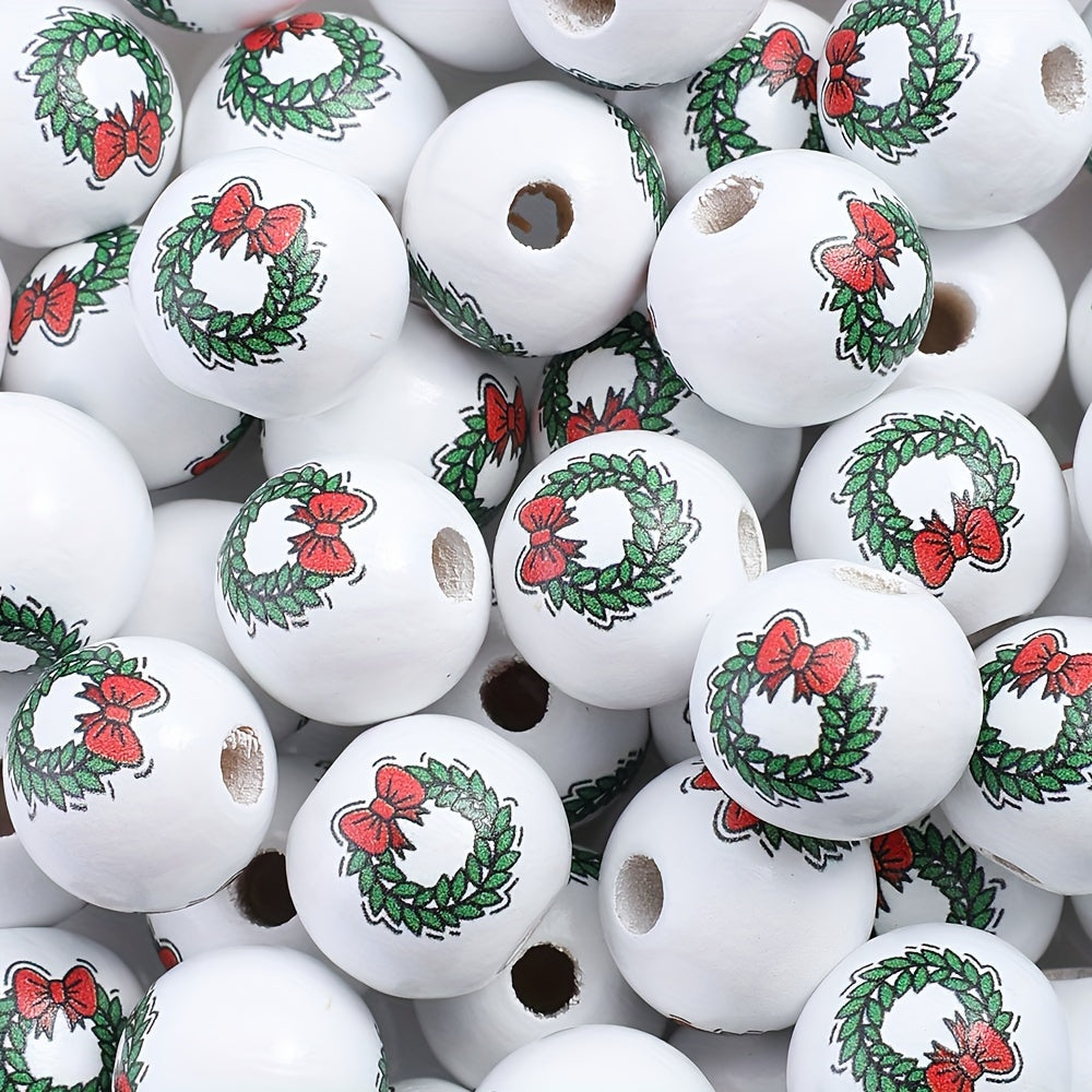 Christmas Wooden Pattern Beads