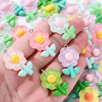 Resin Flower Sunflower Flatback Pendants