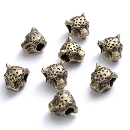 10pcs 12mm Vintage Leopard Head Spacer Beads