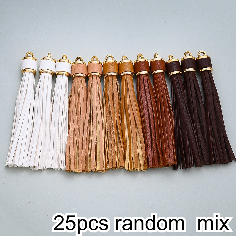 11 cm Rainbow PU Leather Tassel Charm Set