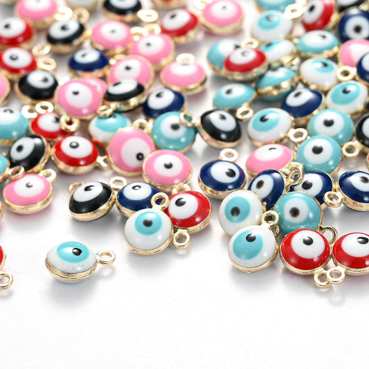10PCS Mini Enamel Evil Eye Charm Pendant Set