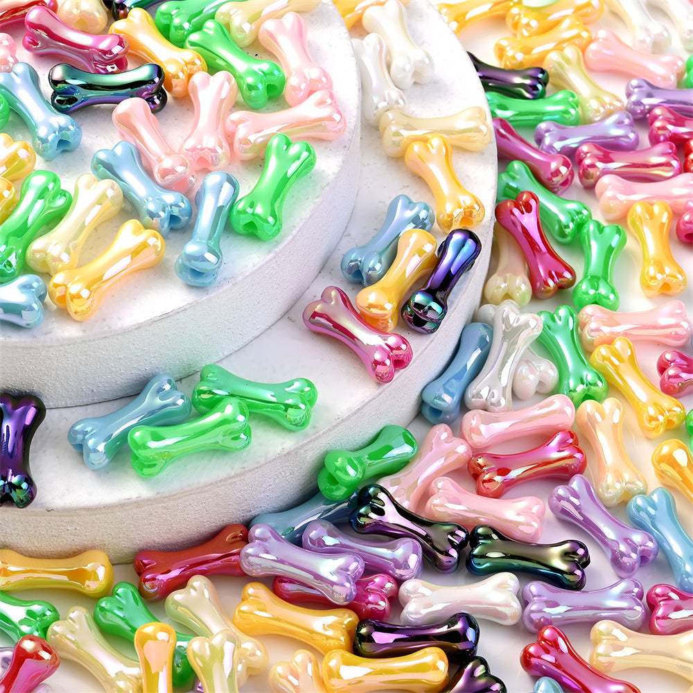 Colorful UV-Plated Bone-Shaped Acrylic Spacer Beads