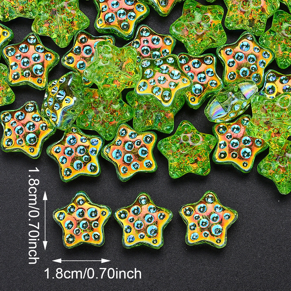 10PCS 18mm AB Shimmer Star Glass Bead Set