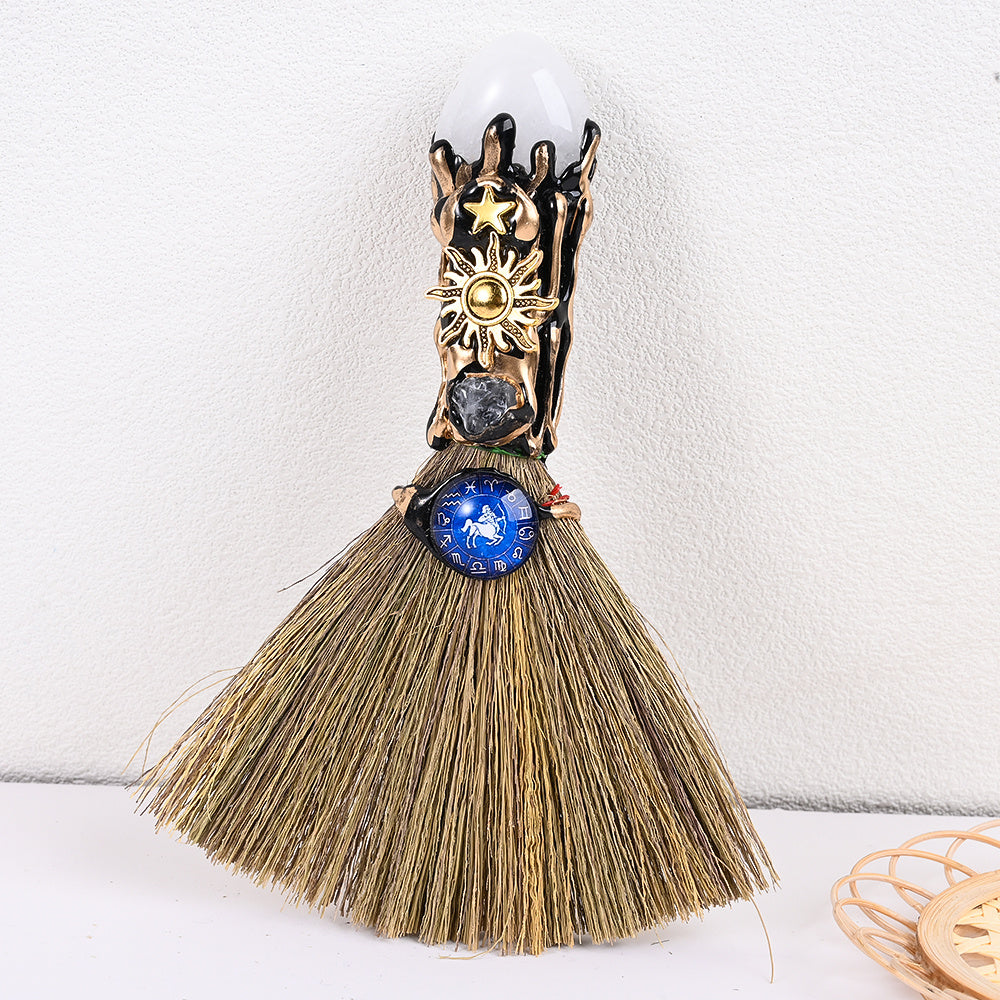 12-Piece Zodiac Broom-Shaped Alloy Charms