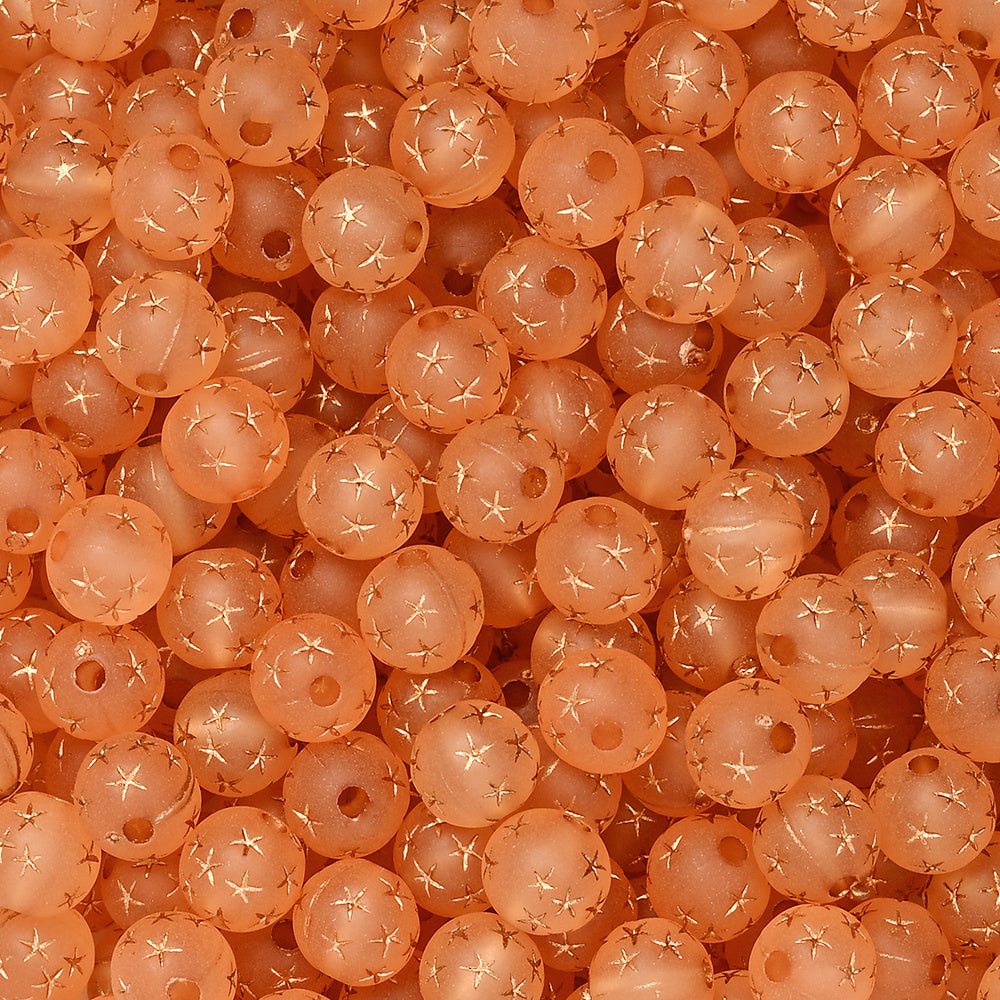 Frosted Acrylic Star Print Round Beads