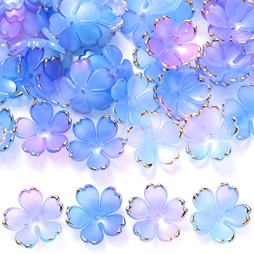 200PCS 19mm Colorful Five-Petal Flower Acrylic Beads