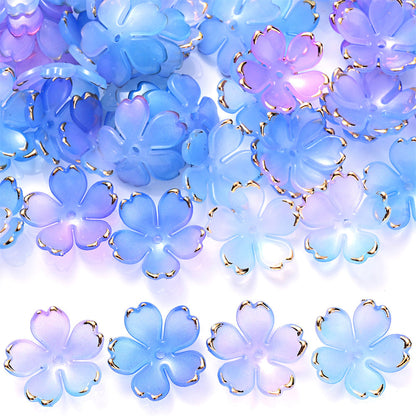 200PCS 19mm Colorful Five-Petal Flower Acrylic Beads