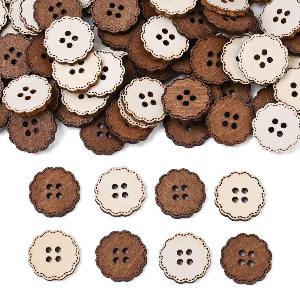 Mixed Wooden Button Decorative Beads