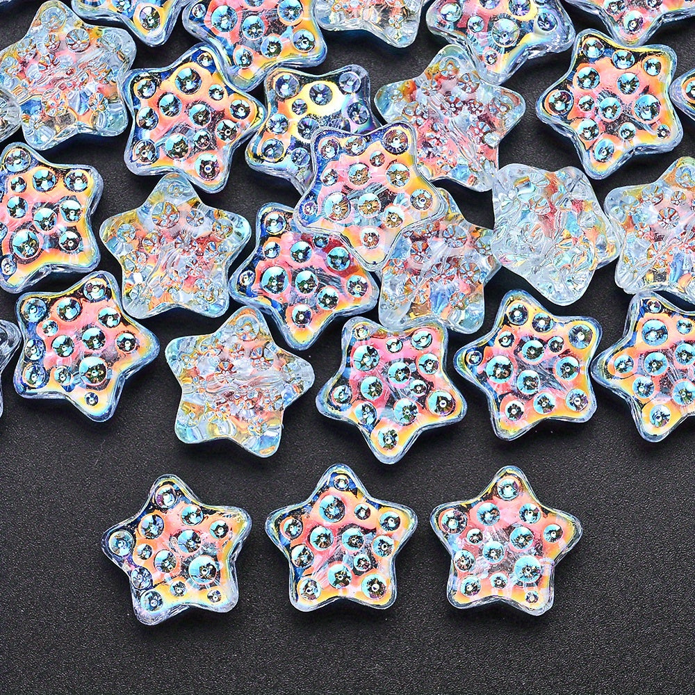 10PCS 18mm AB Shimmer Star Glass Bead Set