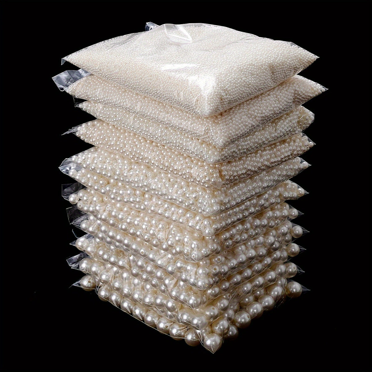 10PCS 20mm White & Beige Round Acrylic Bead Set