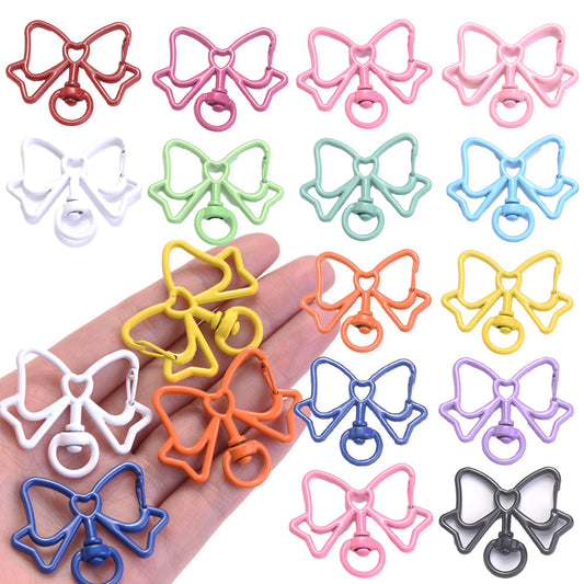 12/20-Piece 1.18x1.57 in Bow-Shaped Zinc Alloy Keychains