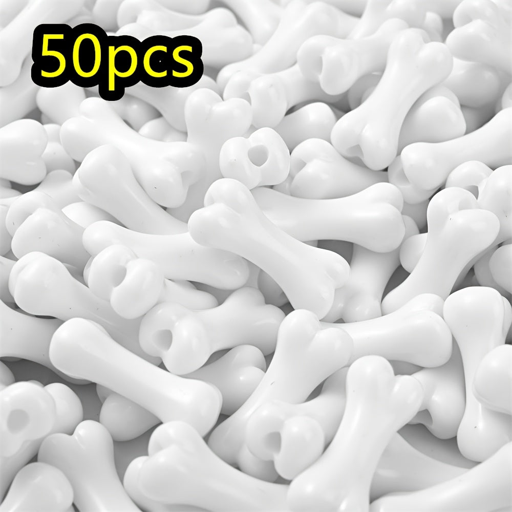 50pcs/set 9x20mm Colorful Bone-Shaped Acrylic Beads