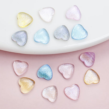 100PCS 6/8mm Glitter Resin Heart Embellishment Set