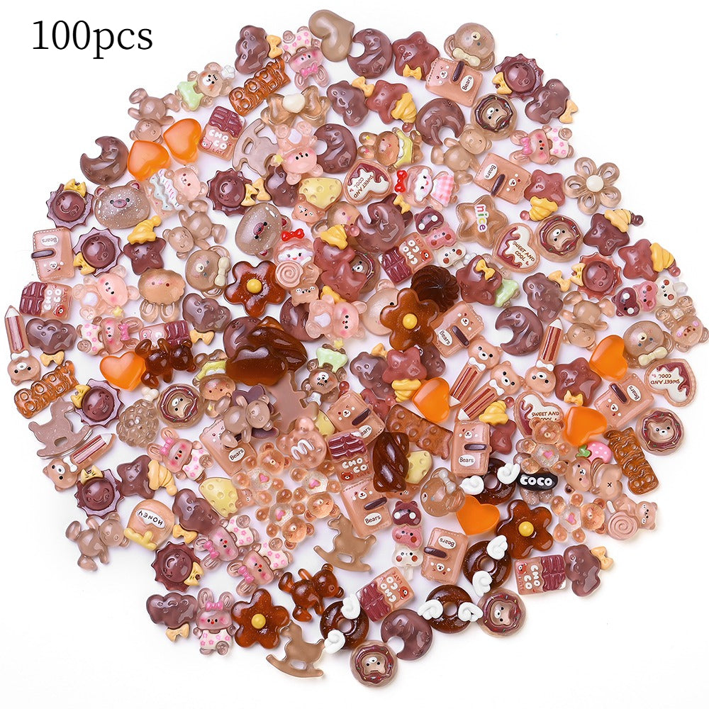 96pcs Rainbow Theme Acrylic Flatback Beads