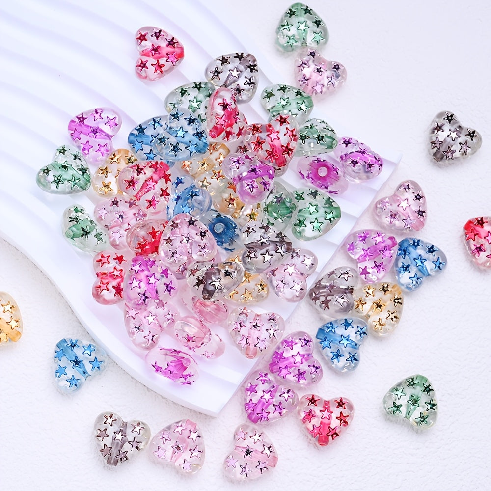 Frosted Heart Star Beads