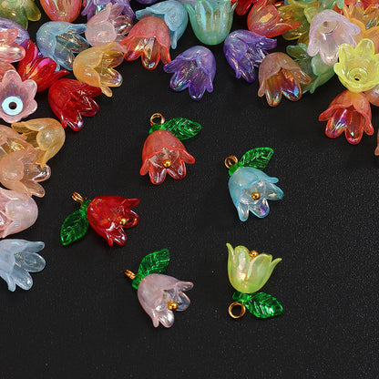 50/100-Piece Multicolor AB Acrylic Lily of the Valley Charms