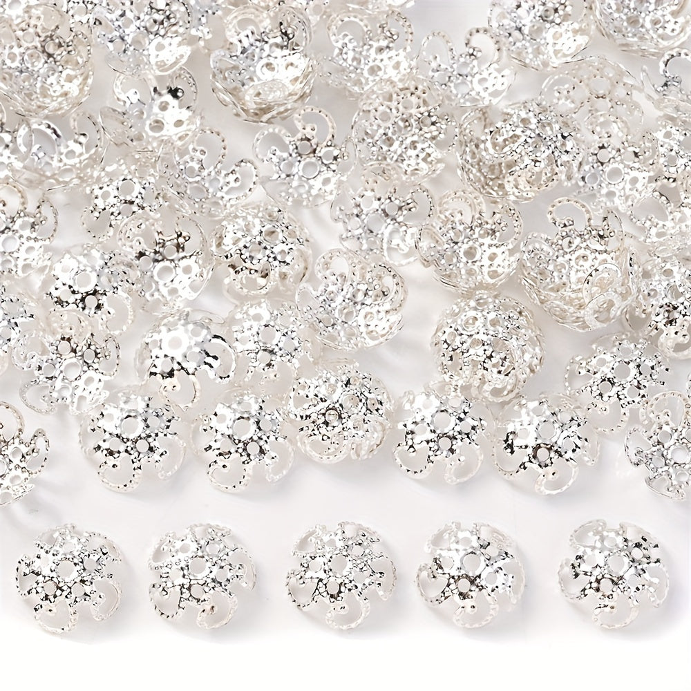 100PCS 8mm Flower Circle Metal-Plated Bead Cap Set