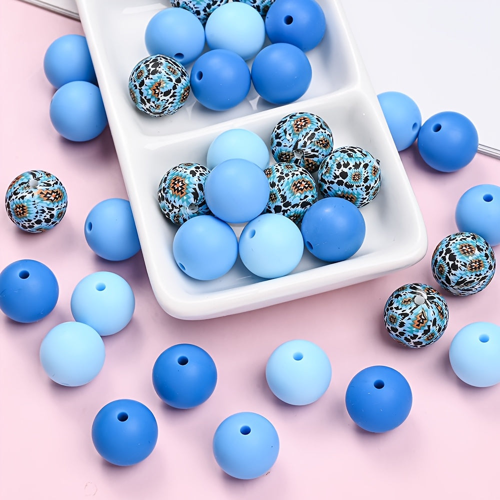 Printed and Solid Color Silicone Round Spacer Beads