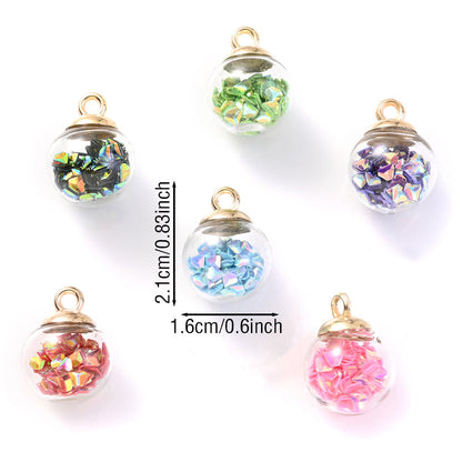 Glitter Sequin Glass Bottle Pendants