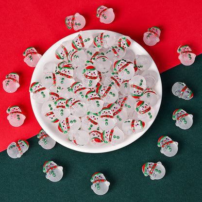Frosted Acrylic Christmas Snowman Beads