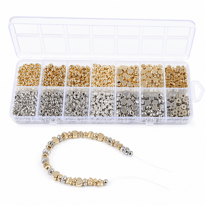 14-Grid Gold & Silver CCB Acrylic Spacer Bead Set