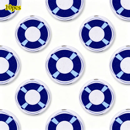Marine-Themed Wooden Beads