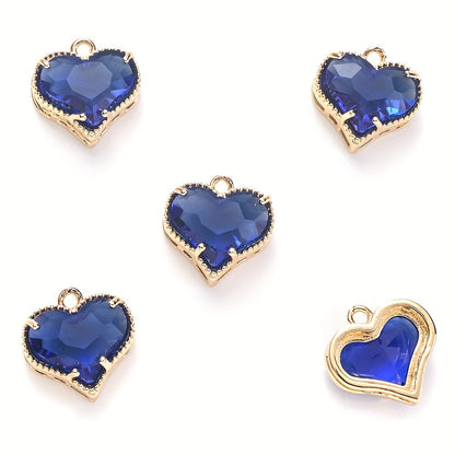Faceted Heart Rhinestone Pendants