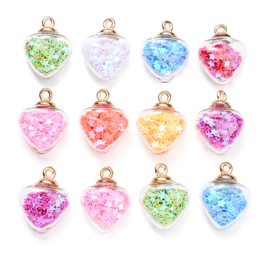 Colorful Star Sequin Glass Pendant Charms