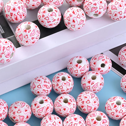 Red Heart Wood Beads