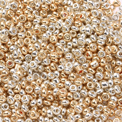 Gold and Silver 2/3/4 mm Glass Seed Beads