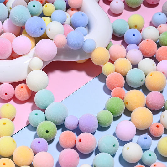 Flocked Round Resin Beads