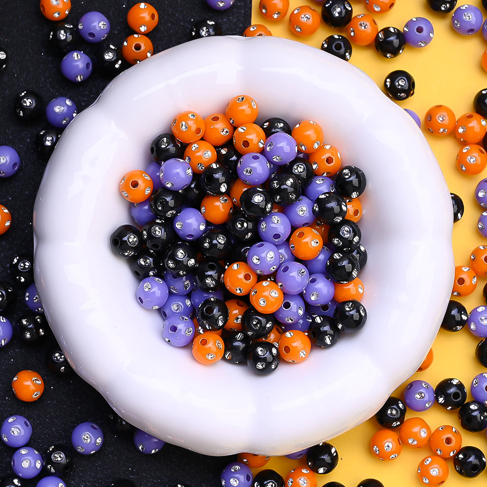1000PCS 8mm Halloween Rhinestone Acrylic Bead Set