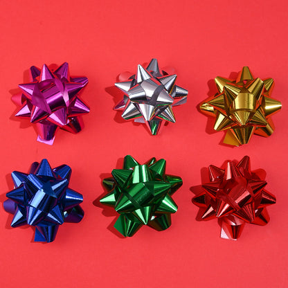 6PCS 5cm PET Christmas Star Ribbon Flower Decorations