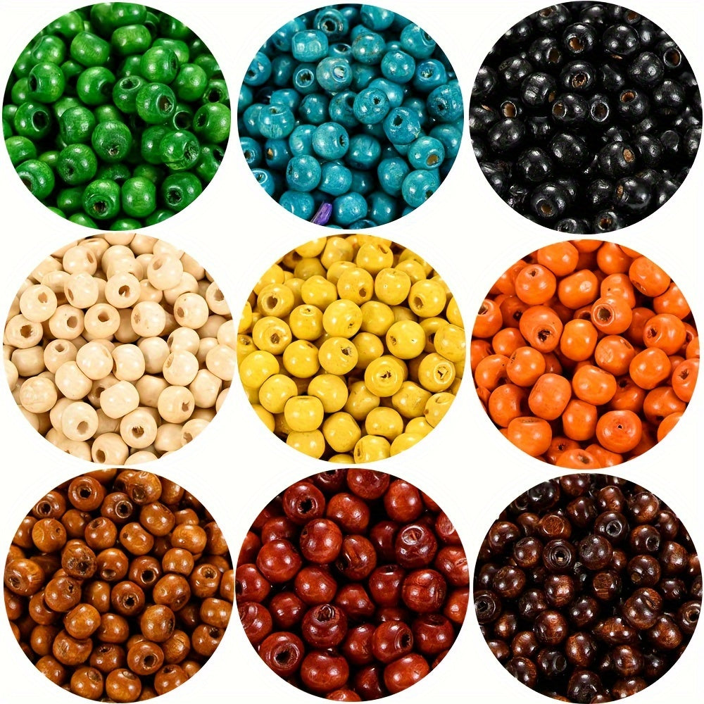 200PCS 5×6mm Rainbow Irregular Round Wood Beads