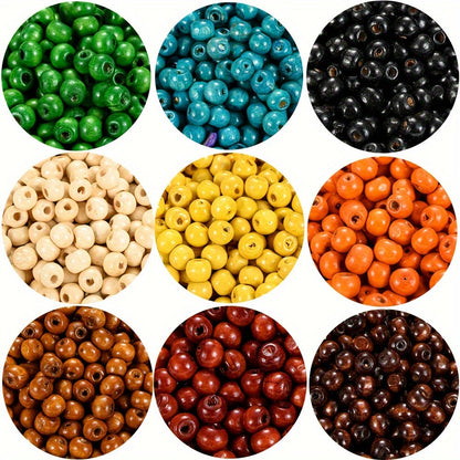 200PCS 5×6mm Rainbow Irregular Round Wood Beads