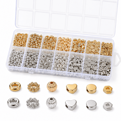 14-Grid Gold & Silver CCB Acrylic Spacer Bead Set