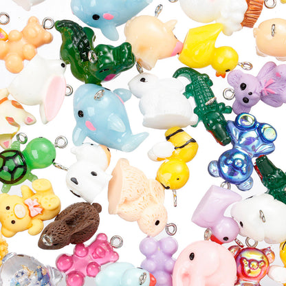 30-Piece Mixed Animal Resin Charms