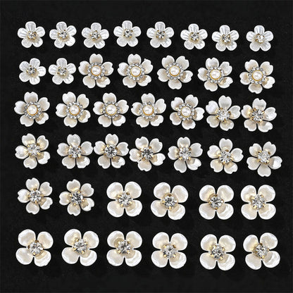 White Rhinestone Five-Petal Flower Patches