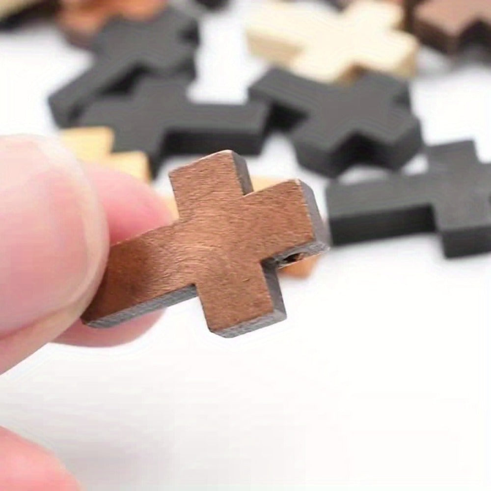 Natural Wood Cross Charms